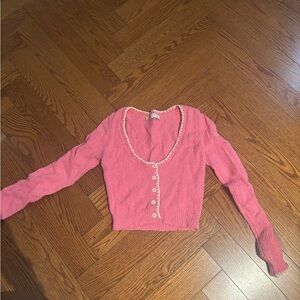 Pink Button-Up Cardigan